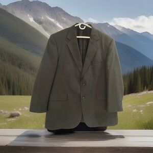 Stafford Essentials Blazer Sport Coat Mens 46R‎ Gray Wool 2 Button Notch Lapel